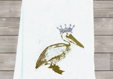 Pelican with Crown Tea Towel