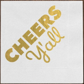 White Cheers Y'all Cocktail Napkins