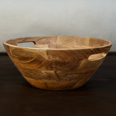 Large Wood Salad Bowl with Handles