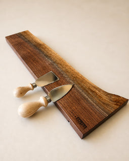 18 inch walnut magnetic knife holder with knives mounted on wall
