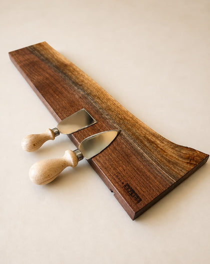 18 inch walnut magnetic knife holder with knives mounted on wall
