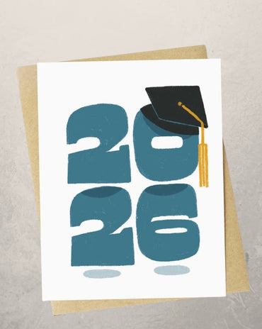 2026 graduation card with teal numbers and graduation cap