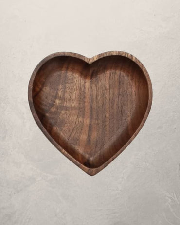 Walnut wood heart tray 4"
