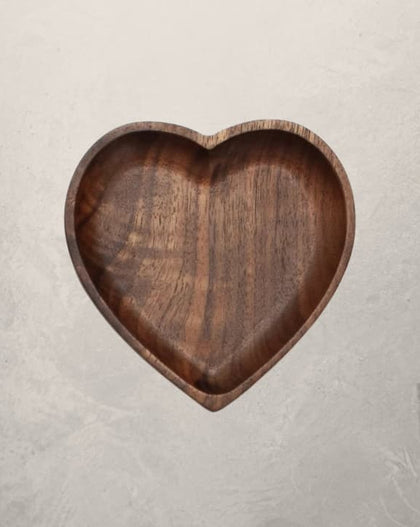 Walnut wood heart tray 4"