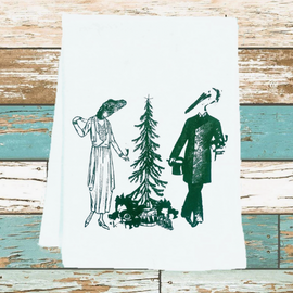 Alligator and Pelican Do Christmas Tea Towel