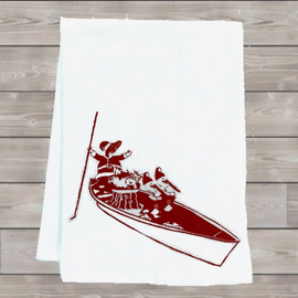 Alligator and Pelican Go Down the Bayou Tea Towel