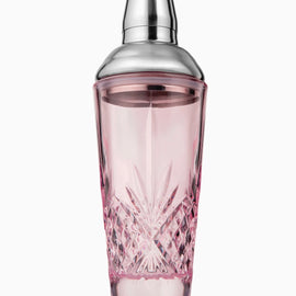 Elegant blush-toned crystal cocktail shaker for home bartending