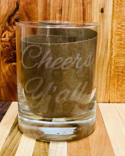 Cheers Y'all Rocks Glass