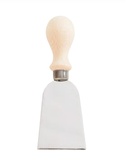 Cheese chisel with rounded beechwood handle and wide stainless steel blade