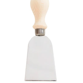 Cheese chisel with rounded beechwood handle and wide stainless steel blade