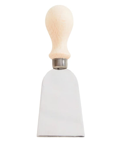 Cheese chisel with rounded beechwood handle and wide stainless steel blade