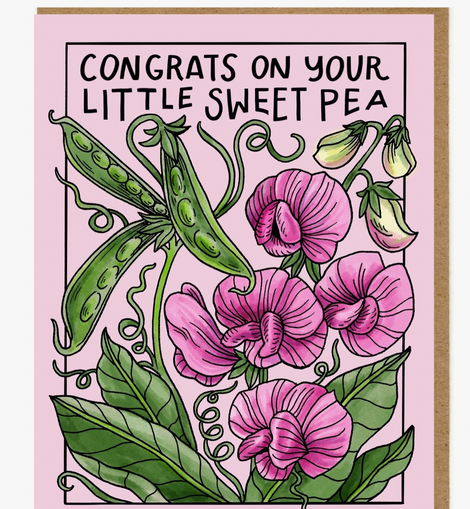 Congrats On Your Little Sweet Pea New Baby Card