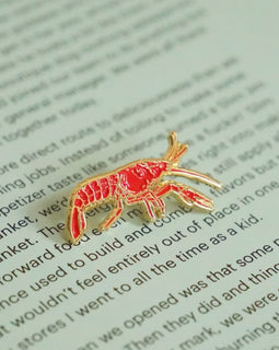 Red crawfish enamel pin 