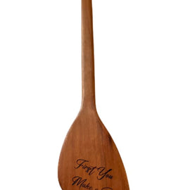 12, 15, and 18 inch handcrafted wooden roux spoons engraved with First You Make A Roux