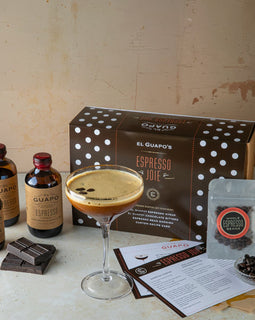 Espresso Martini cocktail kit with El Guapo espresso syrup and chocolate bitters