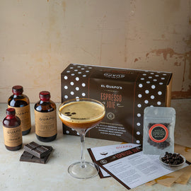 Espresso Martini cocktail kit with El Guapo espresso syrup and chocolate bitters