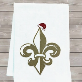 Fleur De Lis with Santa Hat Tea Towel