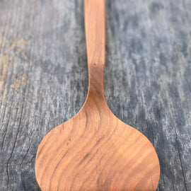 Handcrafted wooden hamburger flipper spatula with hanging string