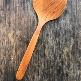 Handcrafted wooden hamburger flipper spatula with hanging string