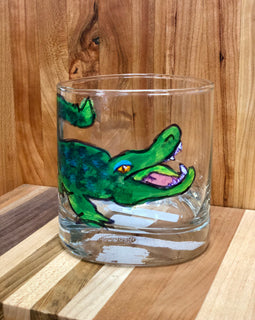 Handpainted Alligator Rocks Glass