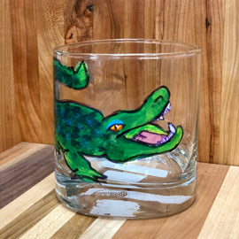 Handpainted Alligator Rocks Glass