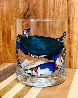 Handpainted Crab Rocks Glass