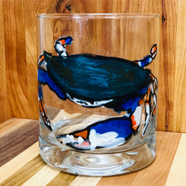 Handpainted Crab Rocks Glass