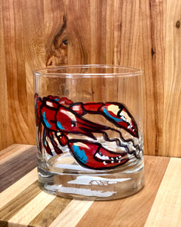 Handpainted Crawfish Rocks Glass