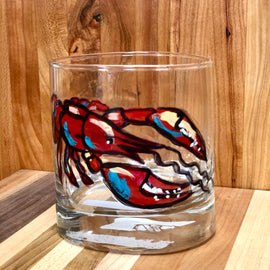 Handpainted Crawfish Rocks Glass