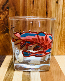 Handpainted Shrimp Rocks Glass