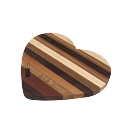Heart shaped mixed wood charcuterie board, 12 inch handmade wooden serving board.