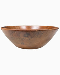 Handcrafted 15 inch wood serving bowl with natural grain