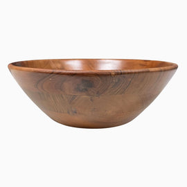Handcrafted 15 inch wood serving bowl with natural grain