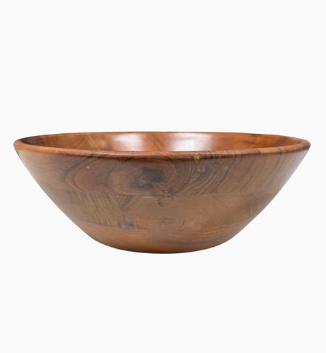 Handcrafted 15 inch wood serving bowl with natural grain