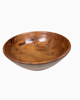 Handcrafted 15 inch wood serving bowl with natural grain