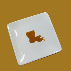 Louisiana Trinket Dish White and Gold