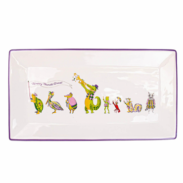 Mardi Gras Animal Band Rectangle Platter