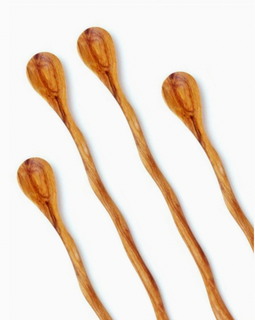 Olive Wood Wavy Cocktail Spoon