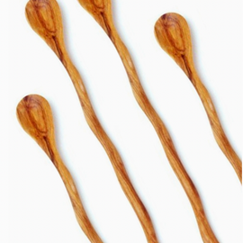 Olive Wood Wavy Cocktail Spoon