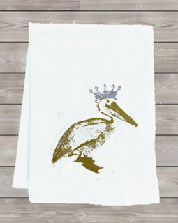 Pelican with Crown Tea Towel