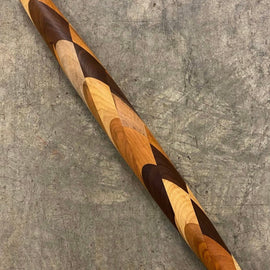 Handcrafted French-style wooden rolling pin with diamond pattern design in cherry, maple, and walnut wood.