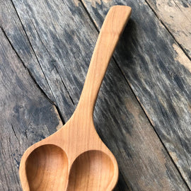 Handcrafted wood heart-shaped spoon with hanging string