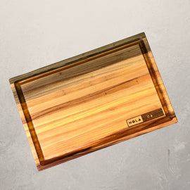 Atchafalaya Louisiana Sinker Cypress cutting board with juice groove, handcrafted in New Orleans with unique grain and dual-sided design