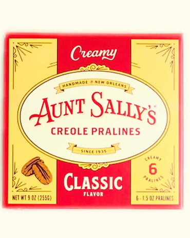 Aunt Sally’s classic Creole pralines 6 piece box, New Orleans candy made with pecans and sugar in traditional recipe