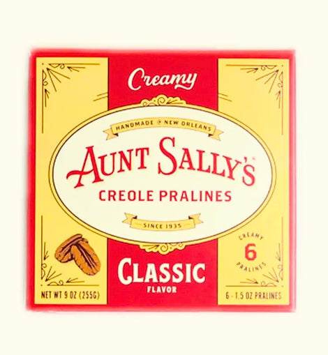 Aunt Sally’s classic Creole pralines 6 piece box, New Orleans candy made with pecans and sugar in traditional recipe