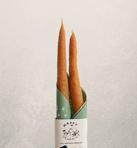 Carrot Beeswax Taper Candles – Pair