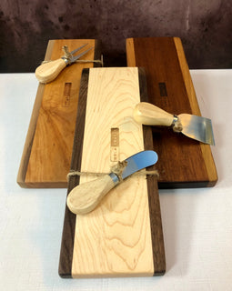 Cheese board gift set with Tracks accoutrement board and 5 inch cheese knife, perfect for hostess and holiday gifting
