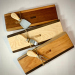 Cheese board gift set with Tracks accoutrement board and 5 inch cheese knife, perfect for hostess and holiday gifting