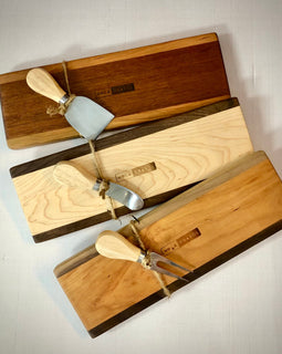 Cheese board gift set with Tracks accoutrement board and 5 inch cheese knife, perfect for hostess and holiday gifting