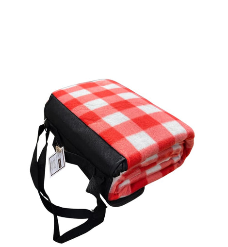 red plaid picnic blanket folded